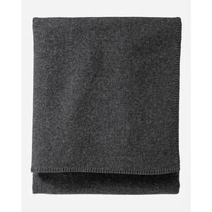 Pendleton Wool Blanket 80x90 & Euro Sham 26x26 Charcoal Gray Made In USA